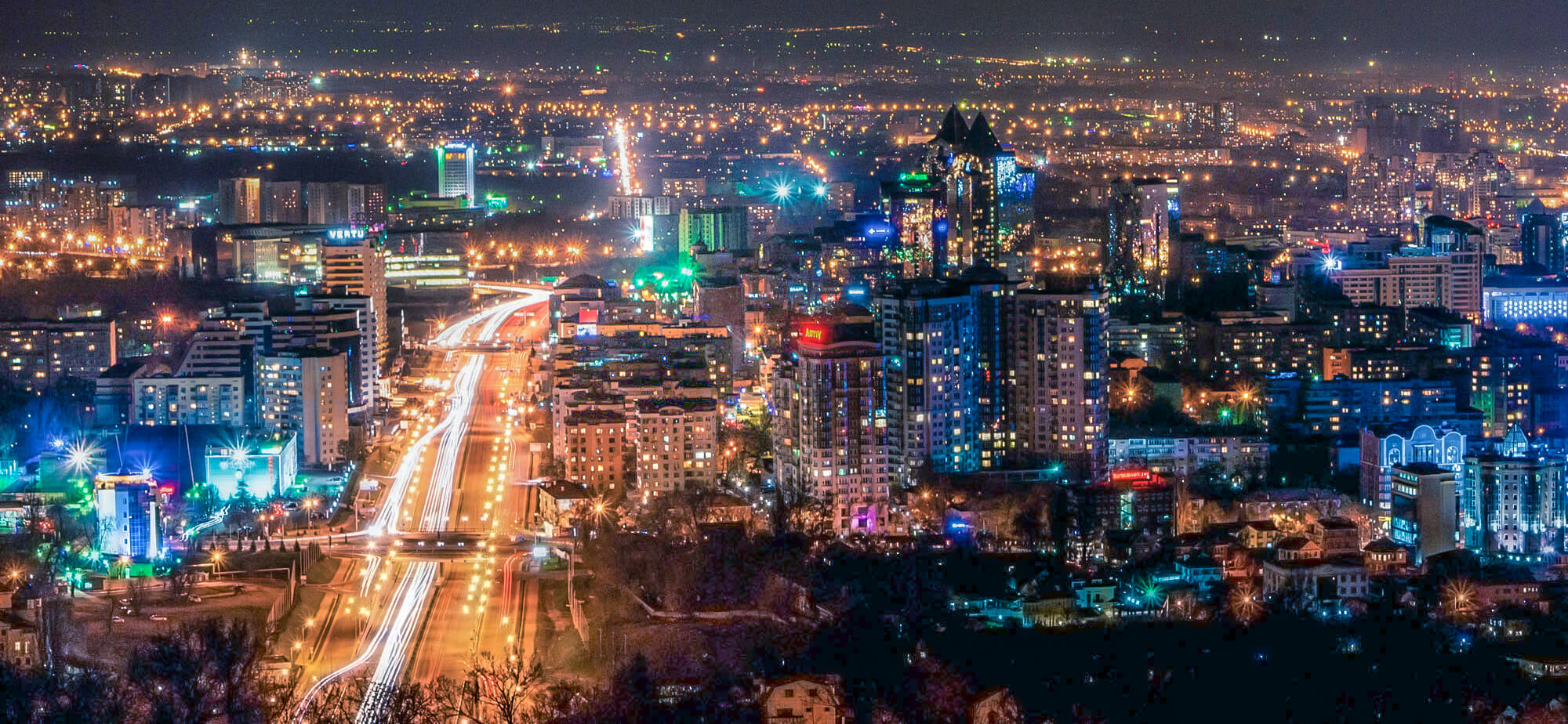 Almaty by night.